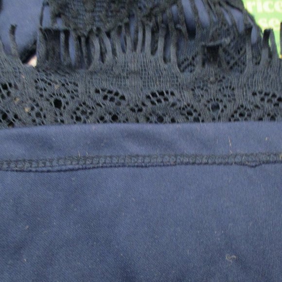 Hello Molly Women's Low Cut Bodycon Dress, Lace, Navy Blue, Criss Cross, Size 10 - Picture 12 of 16